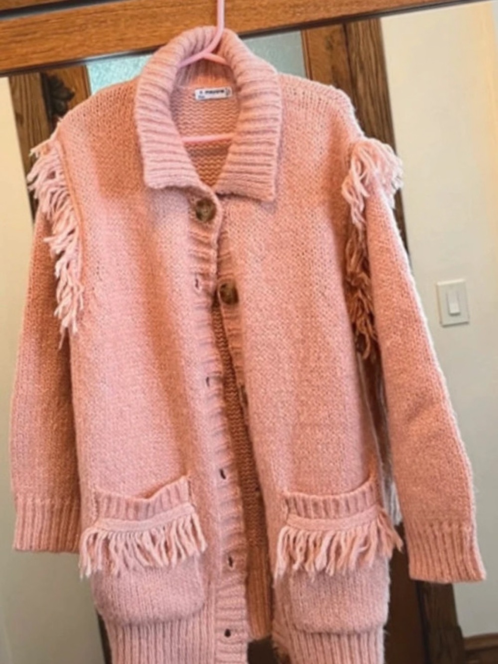 Mayoral Pink Fringe Button-Front Women's Cardigan